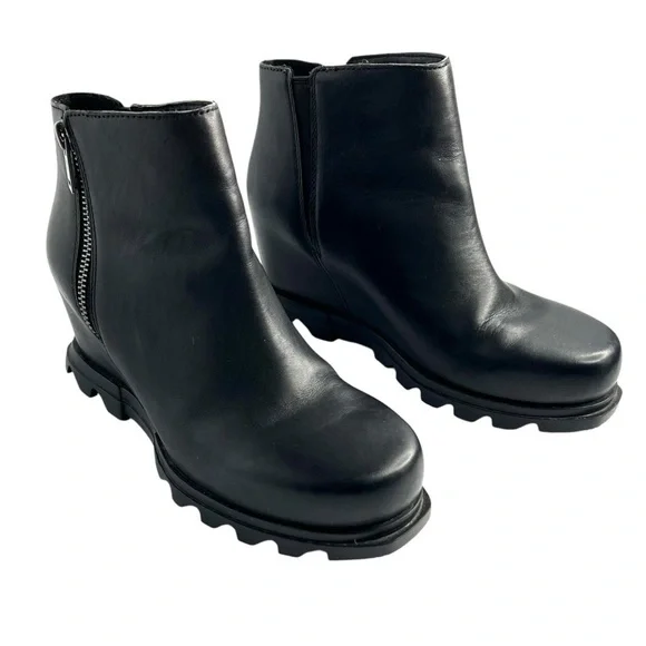 Sorel Joan of Arctic Wedge III Zip Leather Waterproof Boots Black Size 8.5 - Picture 9 of 16